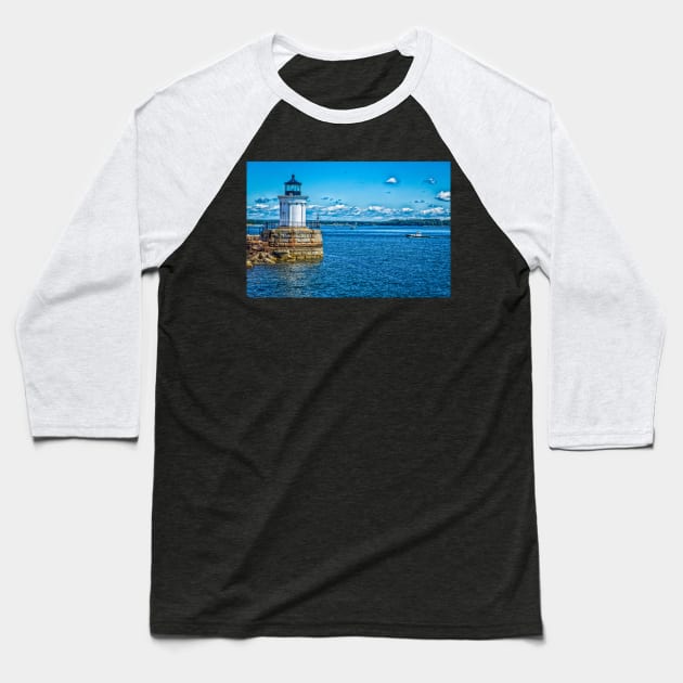 Portland Breakwater Light Baseball T-Shirt by Gestalt Imagery